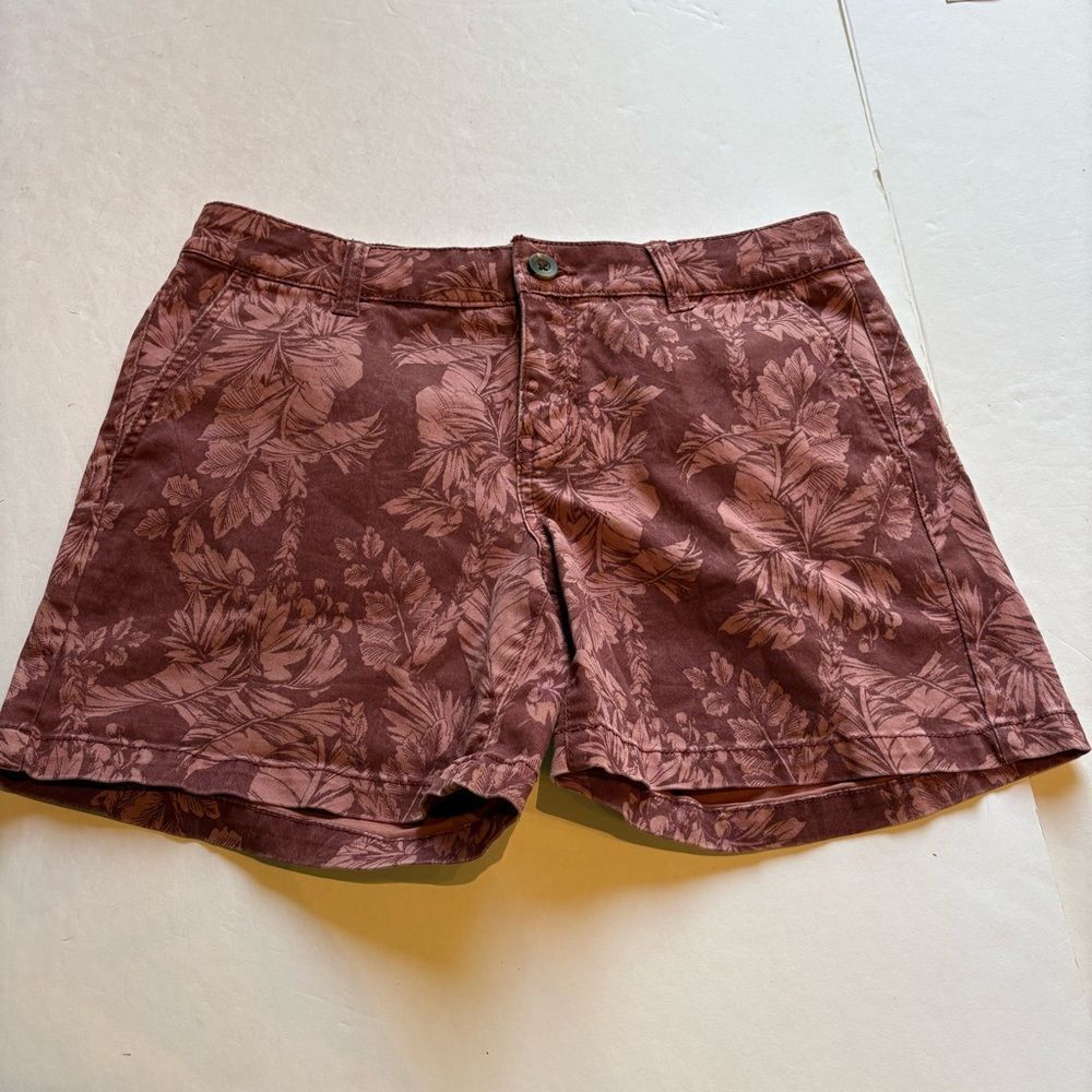 a.n.a. Women's Floral Patterned Twill Chino Shorts Mid Rise Dusty Pink size 2